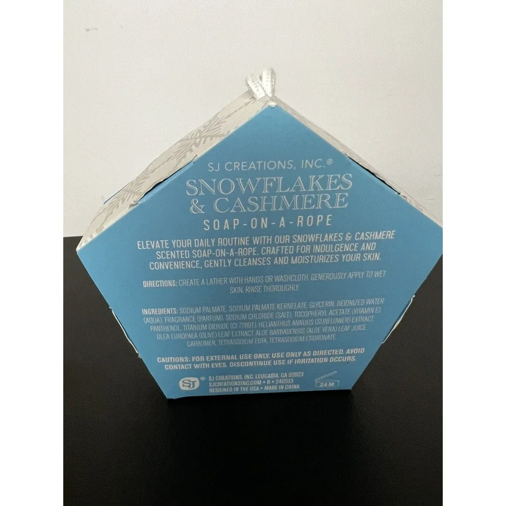 SJ Creations Soap on a Rope - Snowflake & Cashmere 4 oz, Luxe Holiday Gift